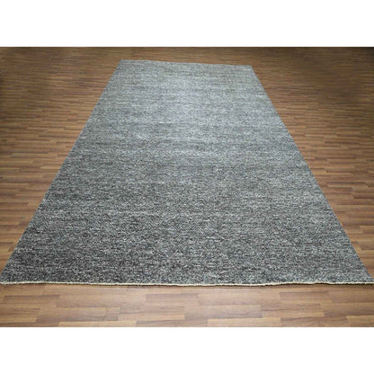 9'X12'2" Carbon Gray Kohinoor Herat Pattern Hand Knotted Soft Wool Rug