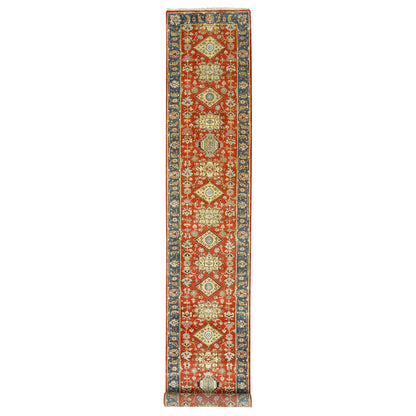 2'7"X15'10" Red Karjihooz Design Pure Wool Hand Knotted Xl Runner Rug