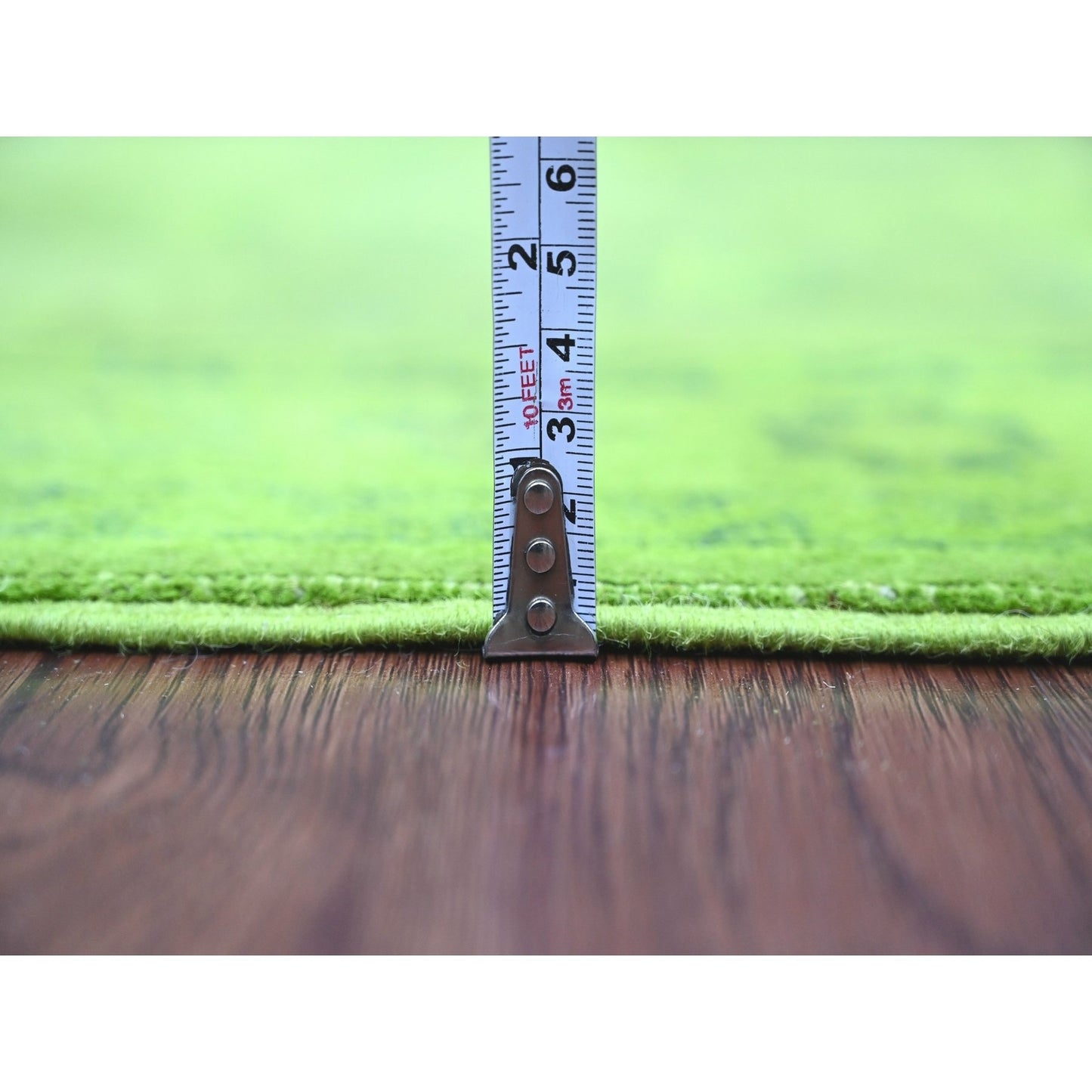 2'8"X18'10" Green Overdyed Kazak Geometric Hand Knotted Wool Runner Rug