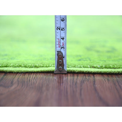 2'8"X18'10" Green Overdyed Kazak Geometric Hand Knotted Wool Runner Rug