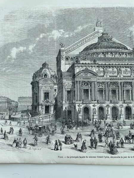 Paris Opera Garnier 1867 Original Wood Engraving Le Monde Illustr Paris Exposit