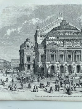 Paris Opera Garnier 1867 Original Wood Engraving Le Monde Illustr Paris Exposit