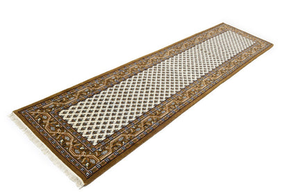 Indo-Botemir 3X11 Oriental Runner Rug Cream Floral Boho Decor Hallway Carpet
