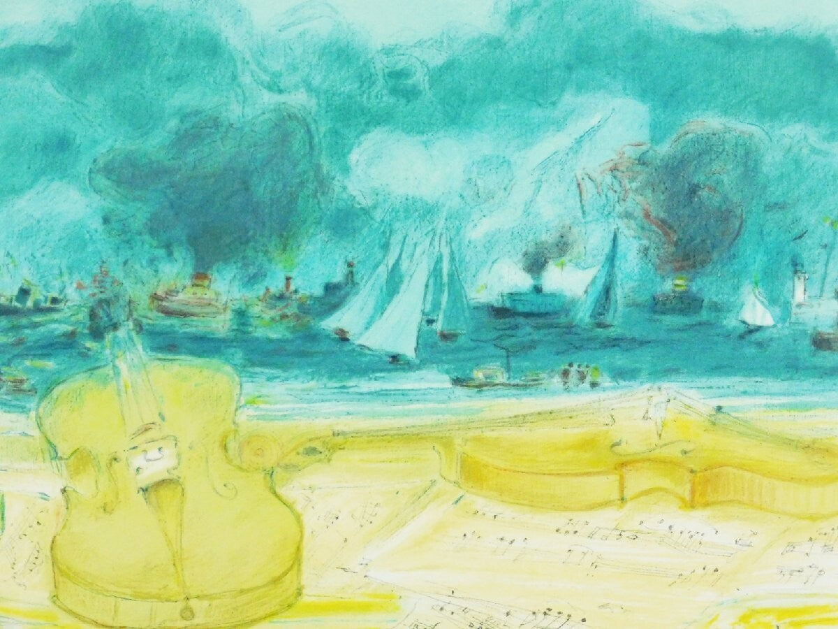 Jean Fusaro Lithograph Print Bouquet And Sea
