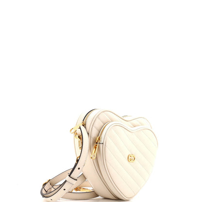 Gucci Interlocking G Heart Shoulder Bag Diagonal Quilted Leather Mini