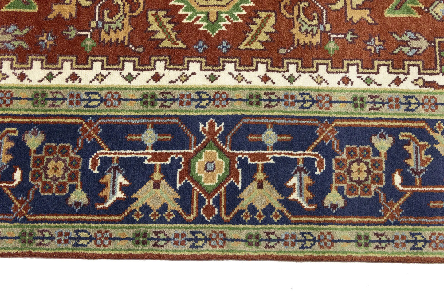 Rusty Red Heriz Serapi Oriental Rug Floral Farmho