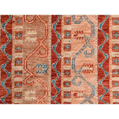 6'2"X8'8" Colorful Super Kazak With Shawl Design Hand Knotted Wool Rug