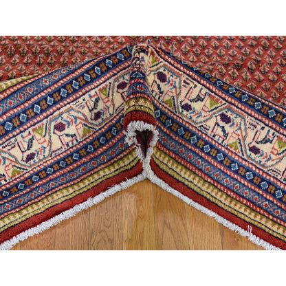 6'7"X10'2" Red New Farsian Saroogh Mir Full Pile Handknotted Oriental Rug