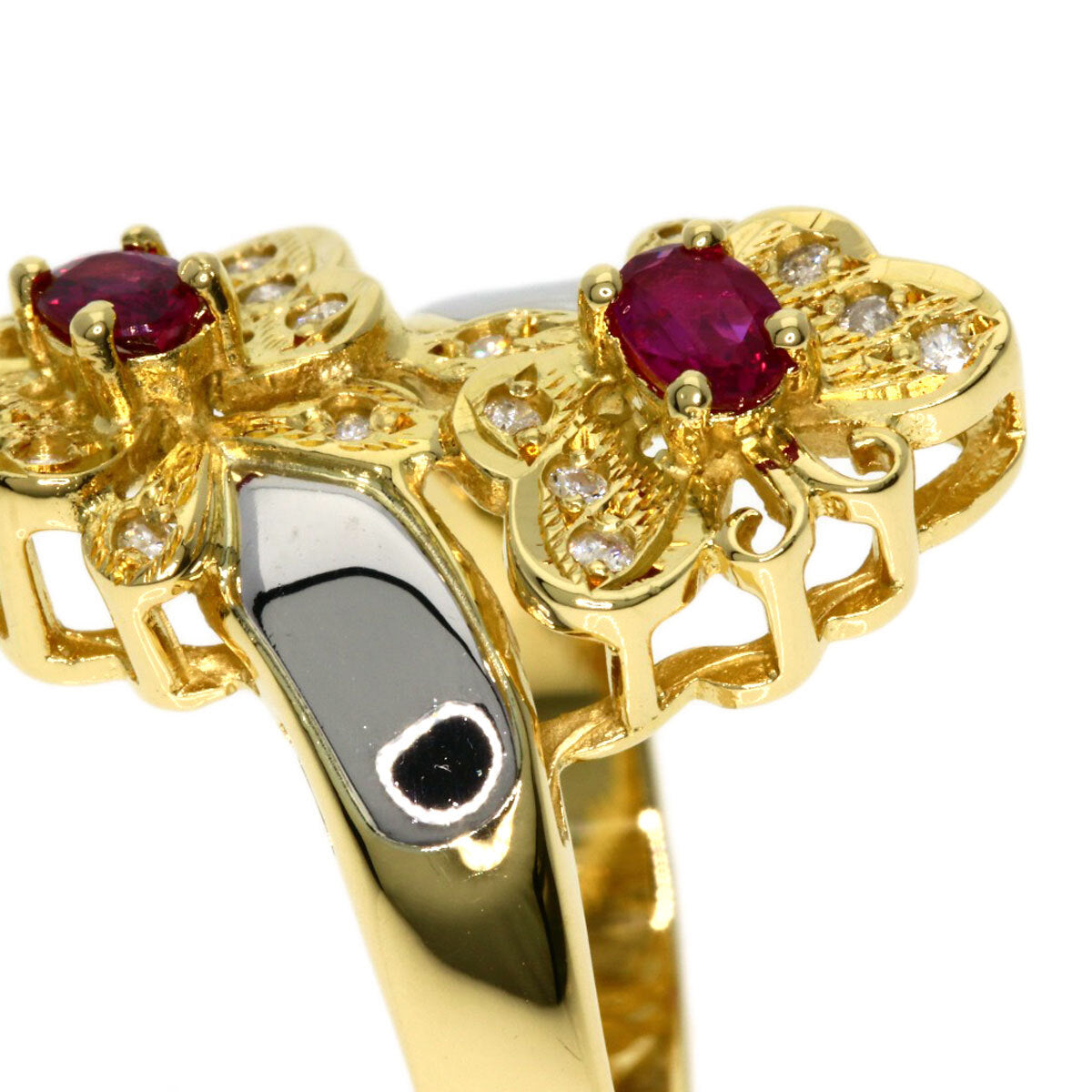 0.29ct Ruby Diamond Ring K18 Yellow Gold PT900