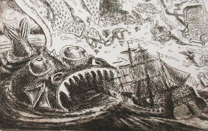 Jiri Havlicek "Beda Wunderland" 1978 Etching E.A. Signed Surrealist Czech Art