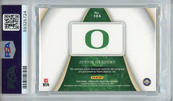Justin Herbert Autographed 2020 Panini Immaculate Collegiate Team Slogan Emerald