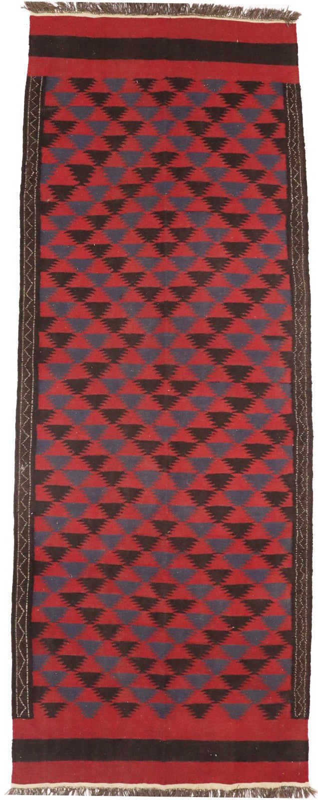 4'7X12'6 Vintage Kilim Sumak Runner Rug Tribal Flat-Weave Oriental Carpet