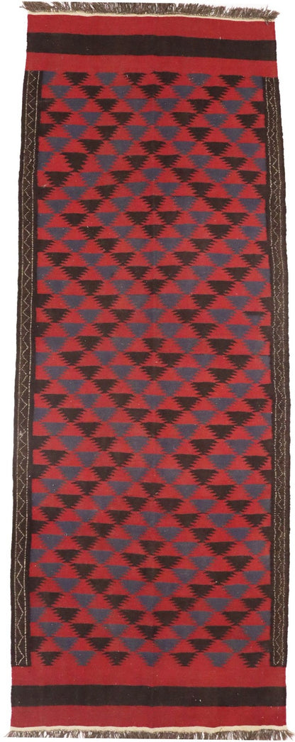 4'7X12'6 Vintage Kilim Sumak Runner Rug Tribal Flat-Weave Oriental Carpet