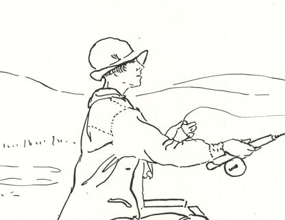 Yb Robinson Woman Fisherman " Lithograph Contemporary