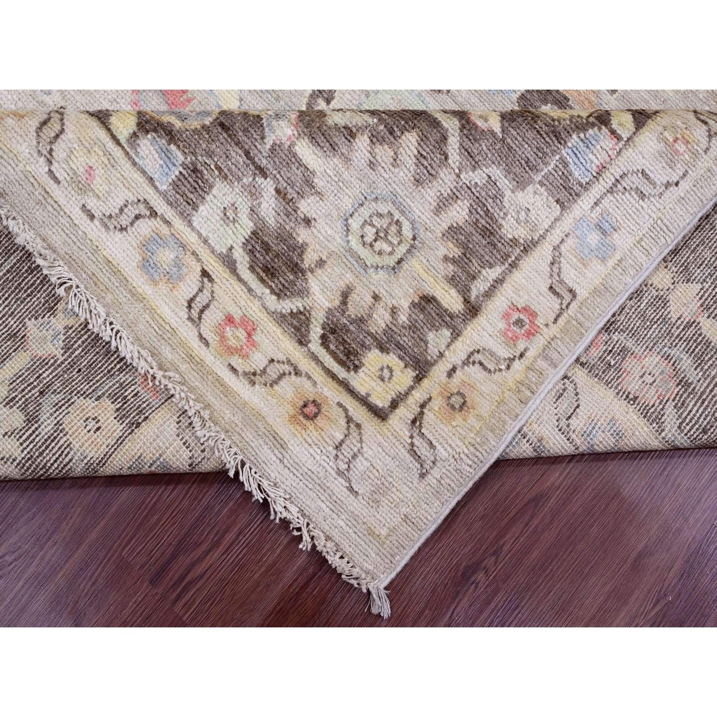 8'2"X9'8" Brown Afghan Angora Oushak Pure Wool Hand Knotted Oriental Rug