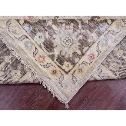 8'2"X9'8" Brown Afghan Angora Oushak Pure Wool Hand Knotted Oriental Rug