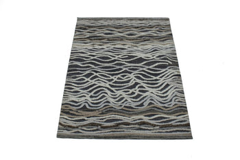 Handmade Modern Area Rug High-Low Relief Waves