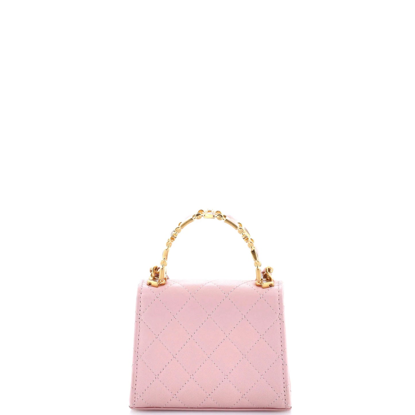 Chanel Coco Enamel Top Handle Flap Bag Quilted Lambskin Small