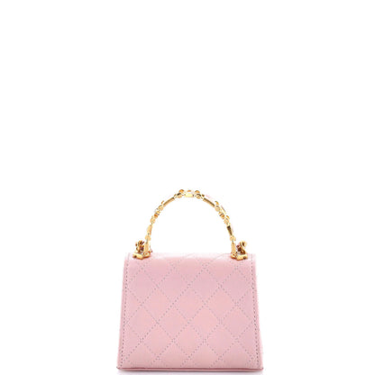 Chanel Coco Enamel Top Handle Flap Bag Quilted Lambskin Small