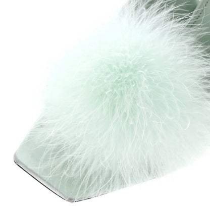 Saint Laurent Women'S Paradis Slingback Sandals Satin With Feathers