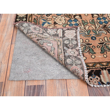 3'2"X6'7" Brown Semi Antique Zoroastrian Lilahan Wool Wide Runner Rug