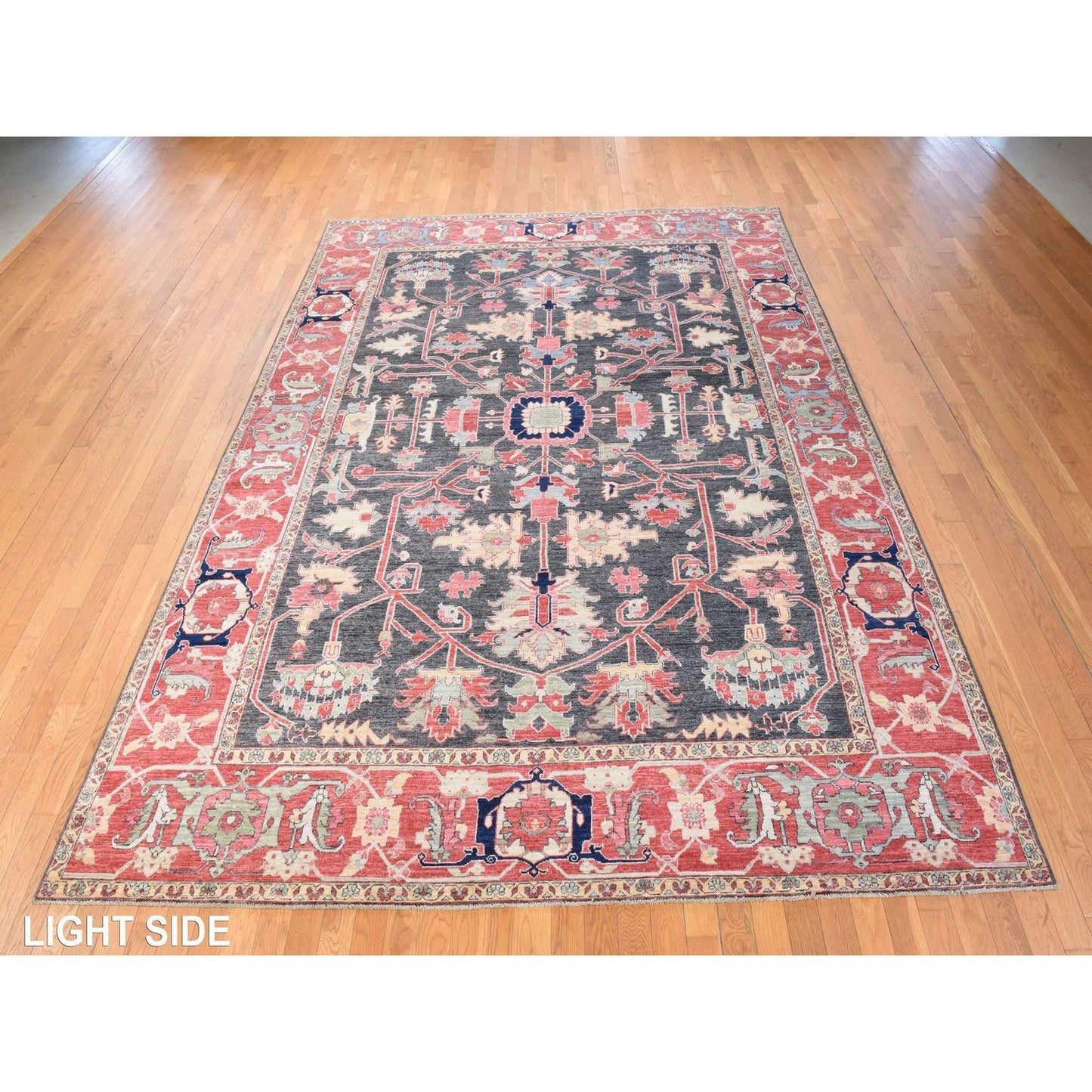 8'10"X11'10" Gray Afghan With Heris Rug All Over Design Hand Knotted Wool