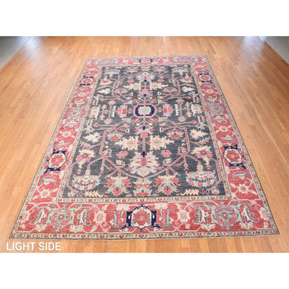 8'10"X11'10" Gray Afghan With Heris Rug All Over Design Hand Knotted Wool