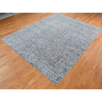9'2"X12'4" Gray The Matrix Silk With Wool Tone On Tone Hand Knotted Rug