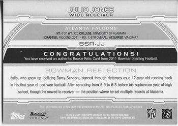 Julio Jones 2011 Topps Bowman Sterling Rookie Relic Card #Bsr-Jj