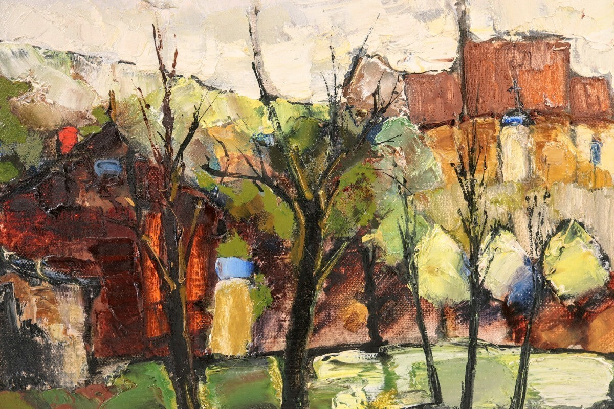 Krzysztof Raczynski Oil Painting Kazimierz Landscape Poland Signed 1991