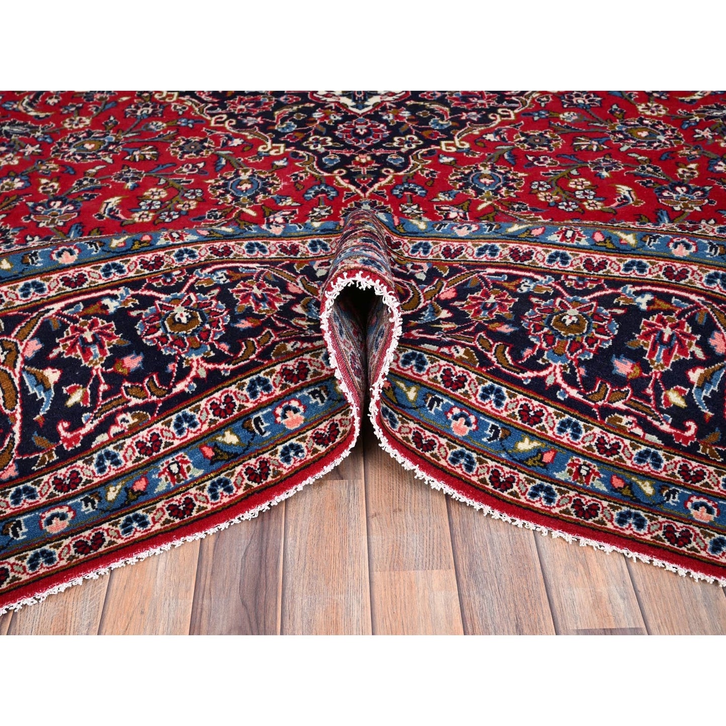 9'6"X12'10" Lychee Red Hand Knotted Zoroastrian Kishoon Oriental Rug