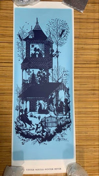 Bjorn Wiinblad Vintage Poster Winter Season Large 140X50Cm Danish Silhouette Art
