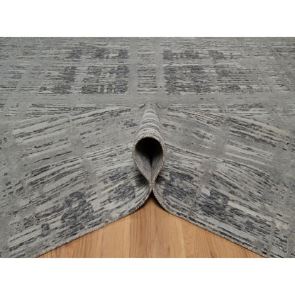 8'1"X10' Nevada Gray Modern Design Undyed Natural Wool Hand Knotted Rug