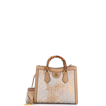 Gucci Diana Nm Bamboo Handle Tote Nishijin Gg Silk Textile And Leather Small