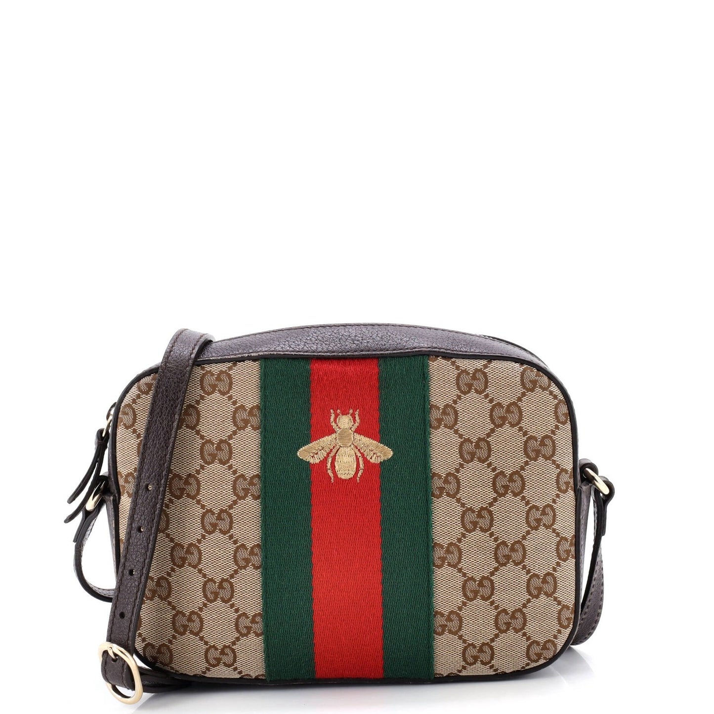Gucci Bee Web Camera Bag Gg Canvas