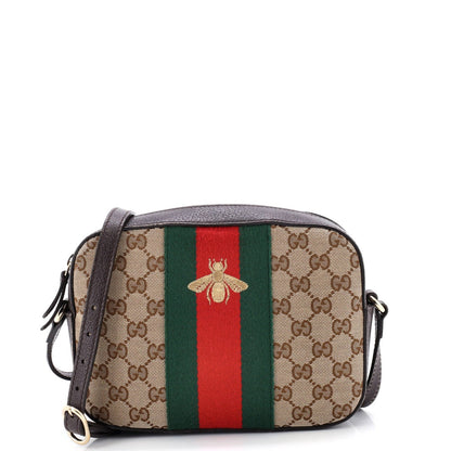 Gucci Bee Web Camera Bag Gg Canvas