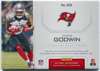 Chris Godwin Autographed 2017 Panini Certified Freshman Fabrics 5 Color Patch Rc