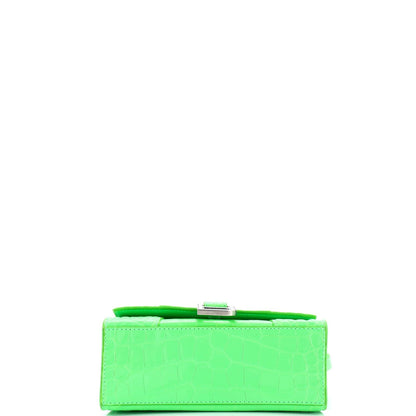 Balenciaga Hourglass Top Handle Bag Crocodile Embossed Leather Xs
