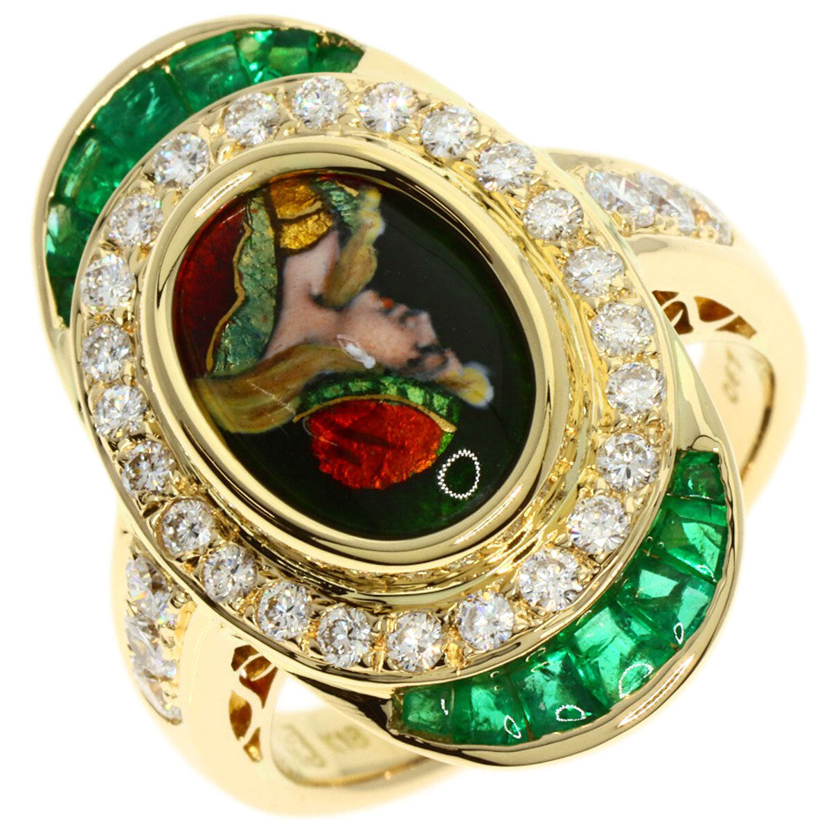 MITSUO KAJI   Ring Emerald Diamond K18 Yellow Gold