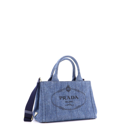 Prada Canapa Convertible Tote Denim Mini