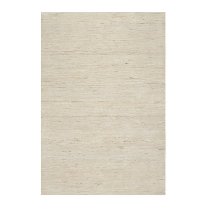 6'1"X9' White Hand Knotted Lori Buft Gabbeh Modern Design 100% Wool Rug