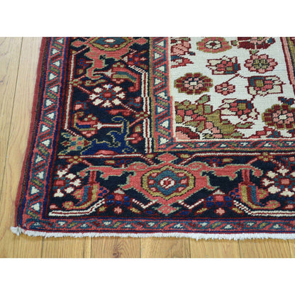 4'6"X6'4" Green Hand-Knotted Antique Heris Mint Cond Wool Oriental Rug
