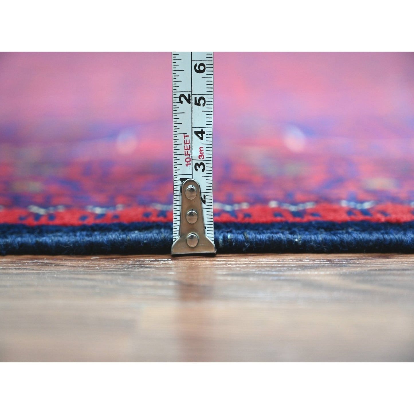 10'X13'6" Deep Red Afghan Khamyab Star Design 100% Wool Hand Knotted Rug