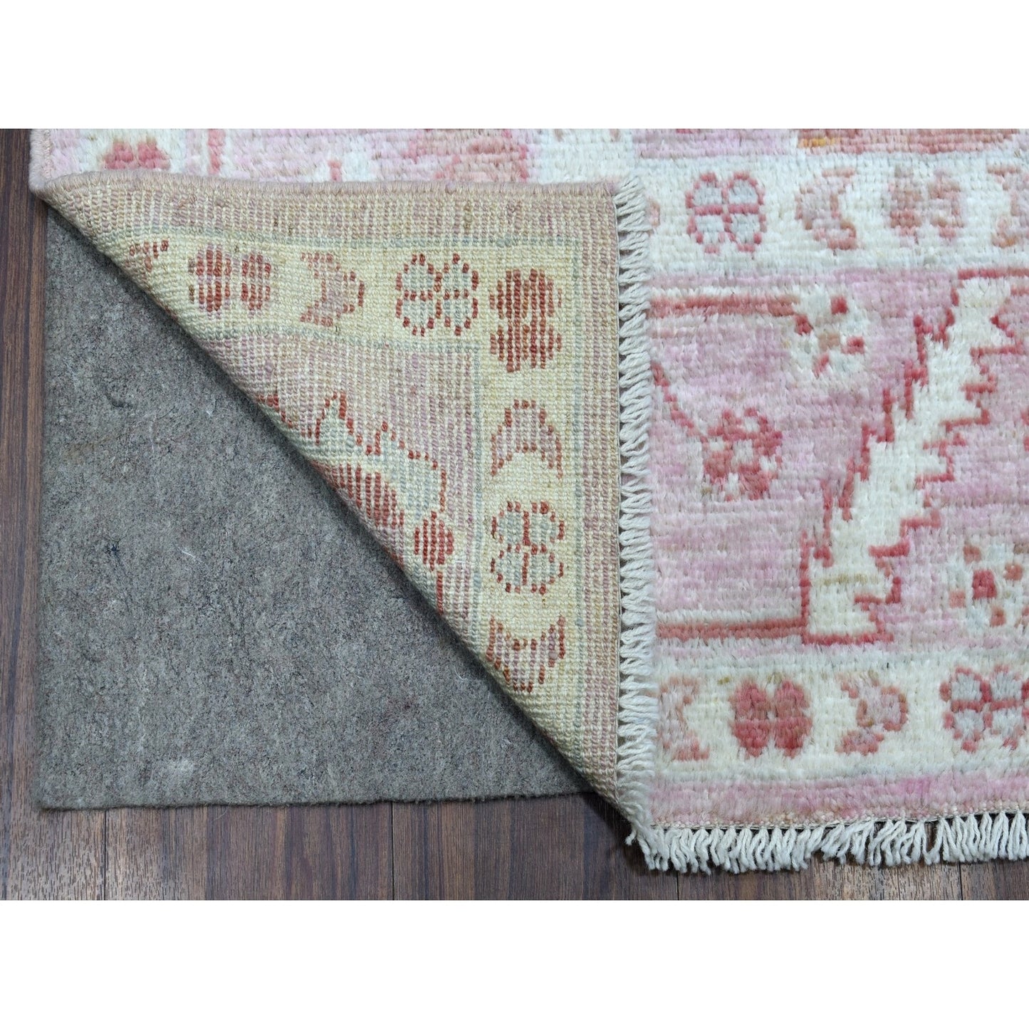 6'1"X8'10" Coral Pink Angora Oushak Pure Wool Hand Knotted Rug