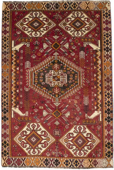 Handmade Vintage Oriental Area Rug Geometric