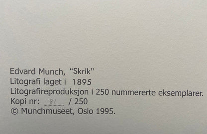Edvard Munch Museum 'Scream' Lithograph Coa Signature (Egon Schiele)