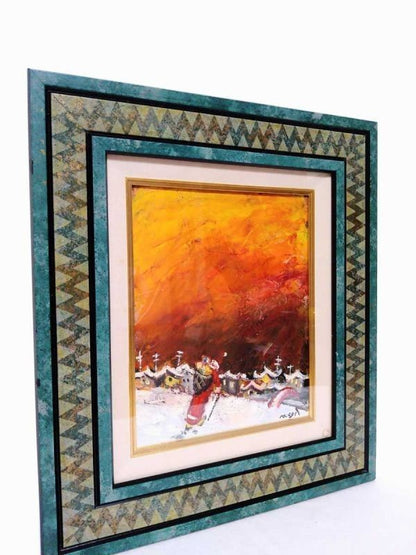 Guy Rocagel Original Oil Painting French Christmas Noel Village Signed