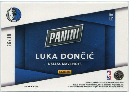 Luka Doncic 2024 - 2025 Panini Player Of The Day Prizm Card #Ld 66/99