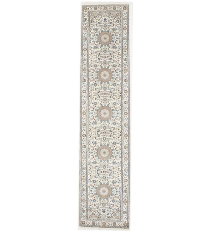 Handmade Indo-Nain Runner Rug Classic Floral