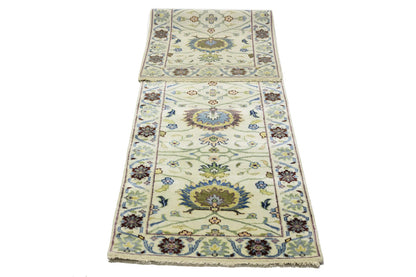 Cream Osh Chobi Peshawar Wool Runner Rug Floral